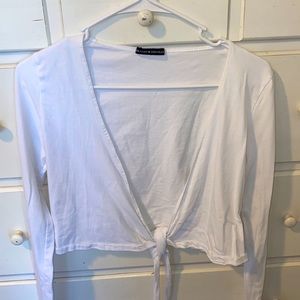 white long sleeve crop top